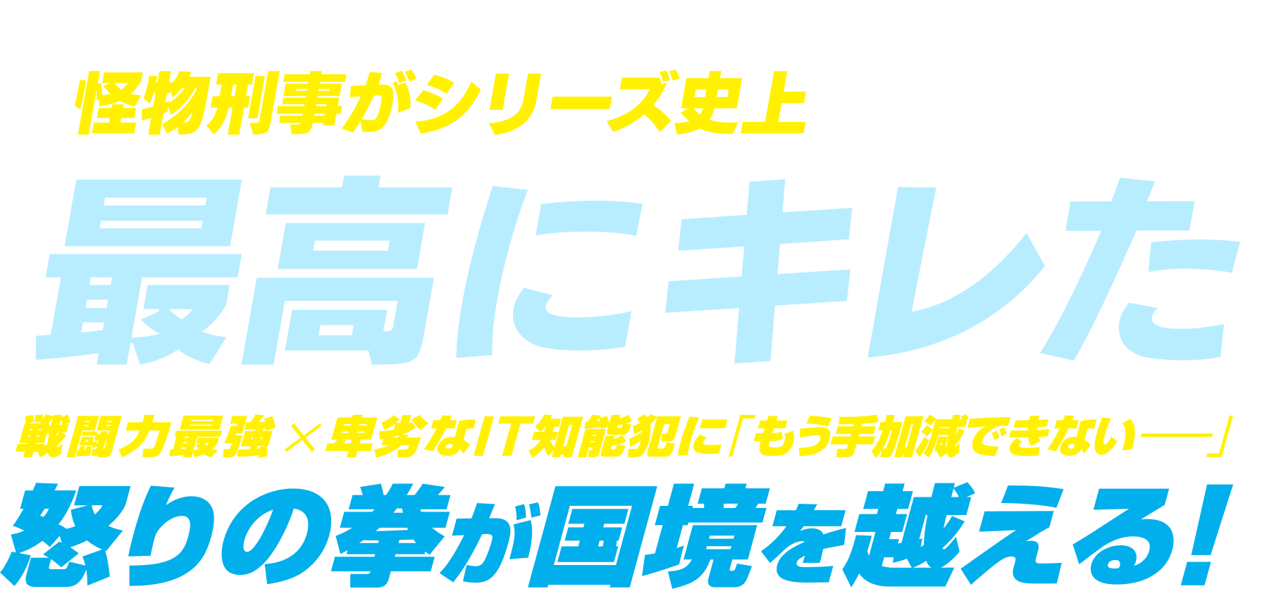 
              怪物刑事がシリーズ史上
              最高にキレた
              戦闘力最強×卑劣なIT知能犯に「もう手加減できない—」
              怒りの拳が国境を越える！
              